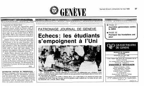 1988 – Tournoi d'échecs à la Cité Universitaire